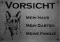 Preview: Edelstahl Warnschild Deutscher Schäferhund VORSICHT Mein Haus mein Garten meine Familie